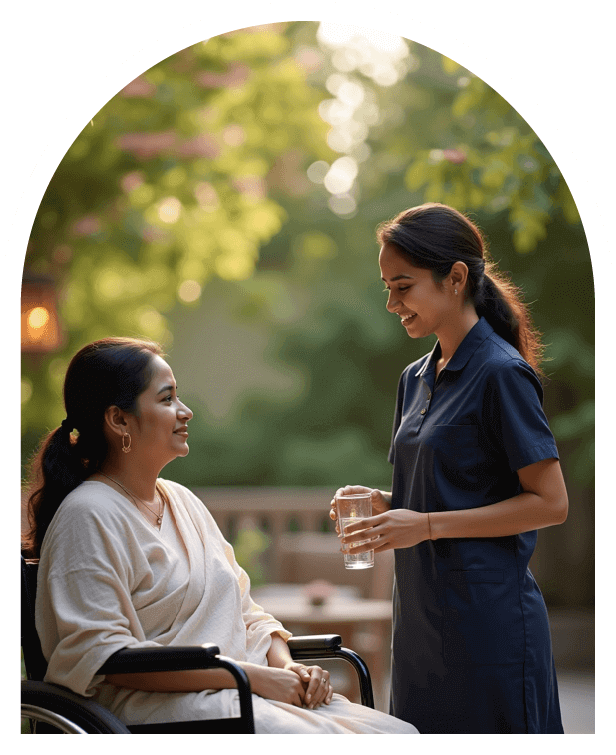 Caregiver caring for elderly