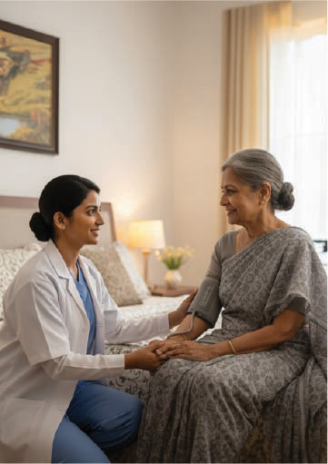 Home nurse helping patient