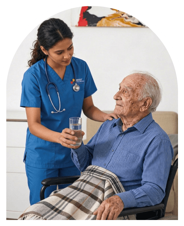 Nurse caring for elderly